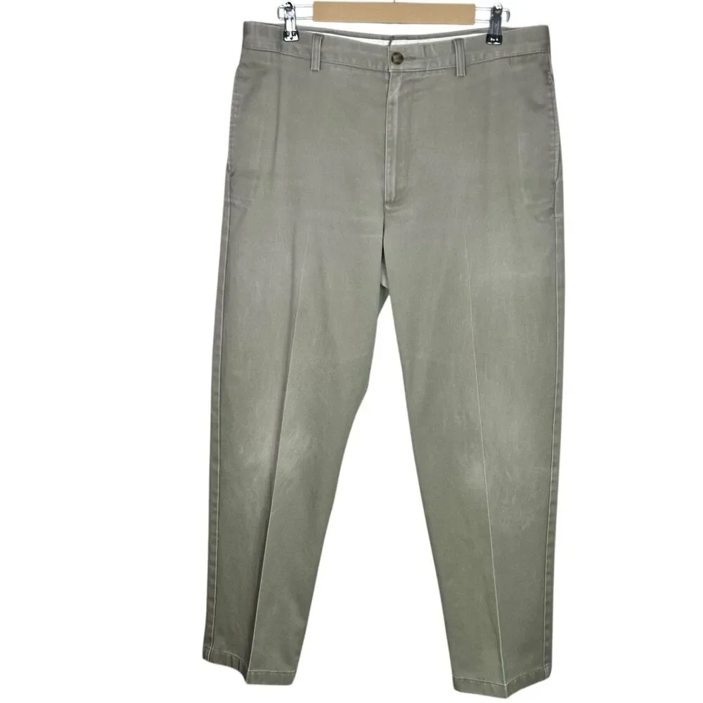LL Bean Pants Mens 35x32 (Tag 36) Tan Classic Fit Chino Workwear Casual Cotton
